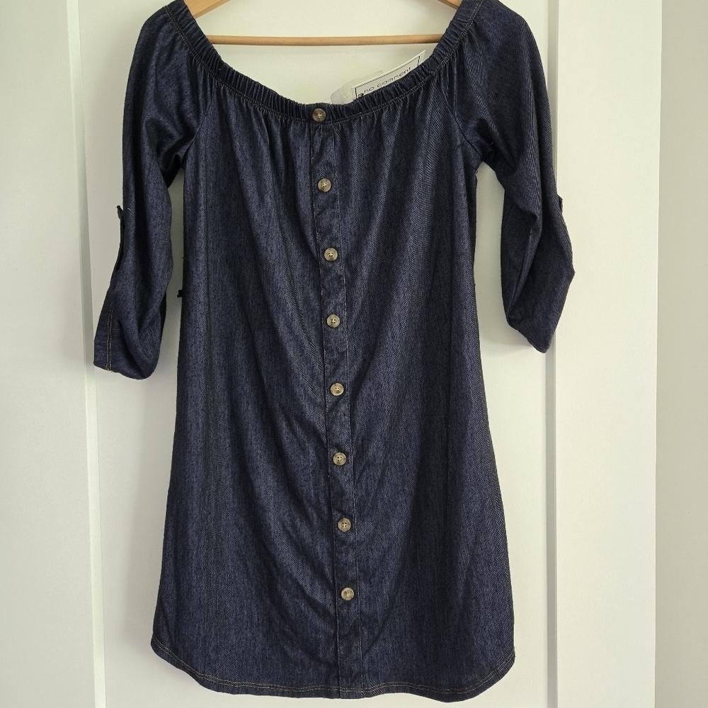 No Comment Ny La Women's Medium New With Tags Navy Button-Down Dress - Picture 1 of 13